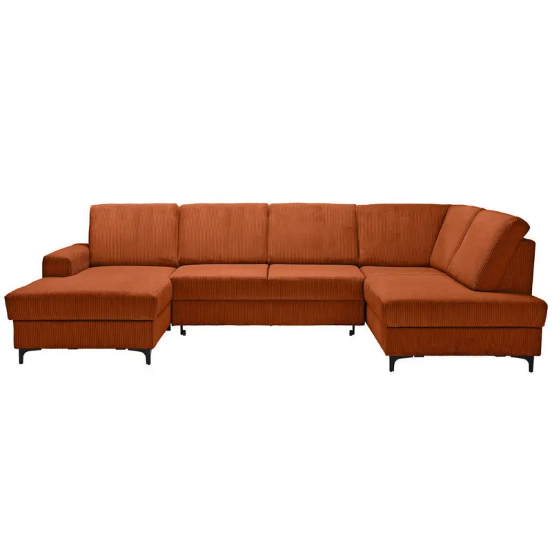 Wohnlandschaft ink. Funktionen in Cord Terracotta