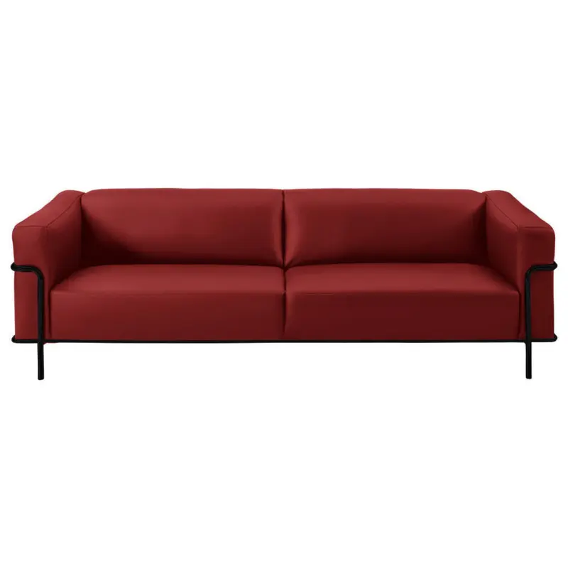 3-Sitzer-Sofa in Echtleder Rot