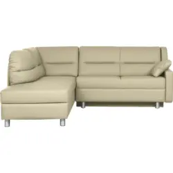 Ecksofa in Echtleder Creme 208/226 cm