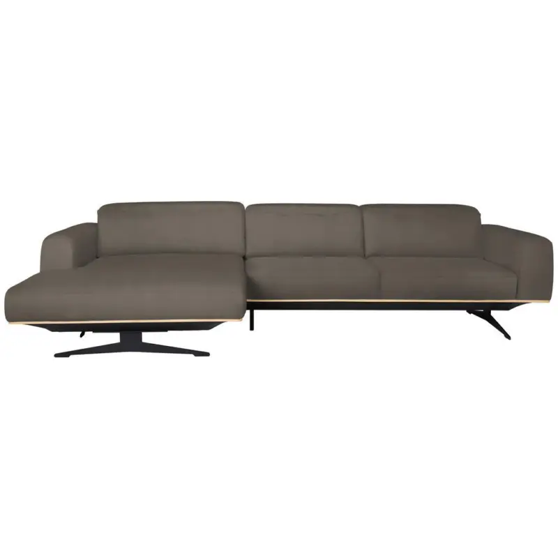 Ecksofa in Echtleder Graubraun 163/305 cm