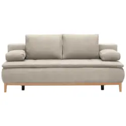 Boxspringsofa in Webstoff Beige Skandinavisch