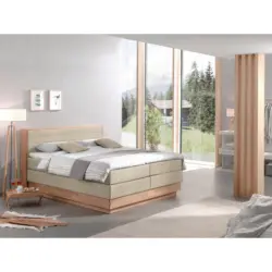 Boxspringbett 180/200 cm in Eichefarben, Beige