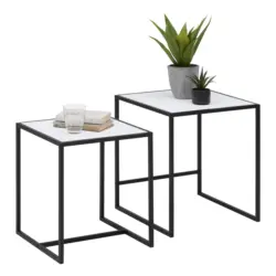 Beistelltischset Tobi Wei&szlig;/Schwarz, 2er Set