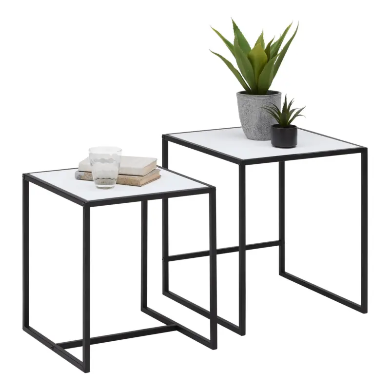 Beistelltischset Tobi Wei&szlig;/Schwarz, 2er Set