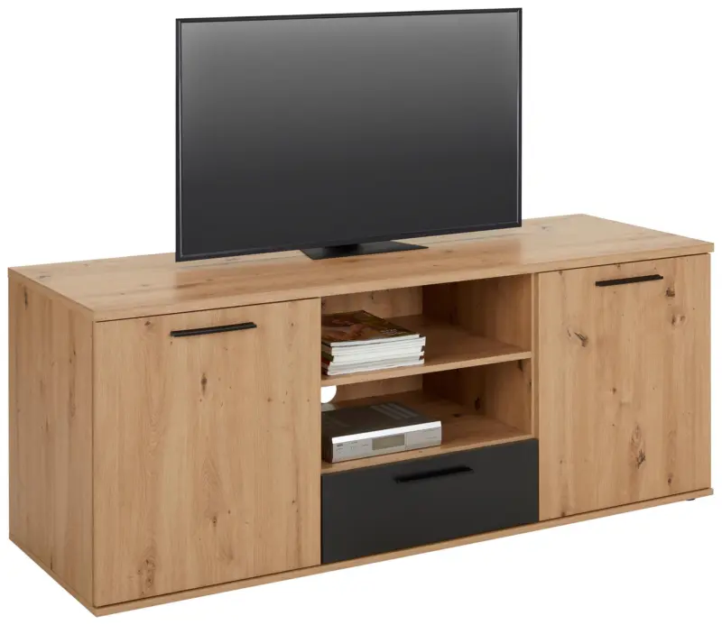 TV-Element in Eichefarben/Schwarz