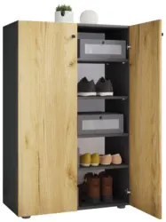 Schuhschrank LONA Anthrazit/ Honigeiche ca. 70x110x39cm