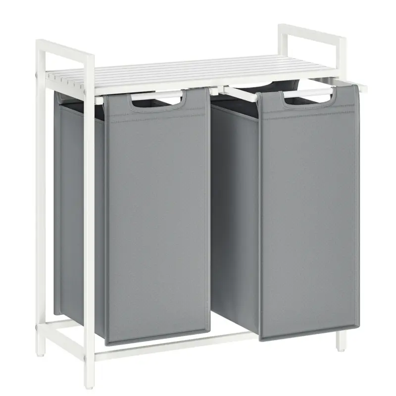 W&auml;schekorb ca. 73x72x33 cm Grau/Wei&szlig;