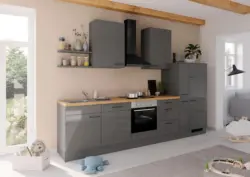 K&uuml;chenblock IKZ mit Ger&auml;ten ca. 330 cm Dunkelgrau
