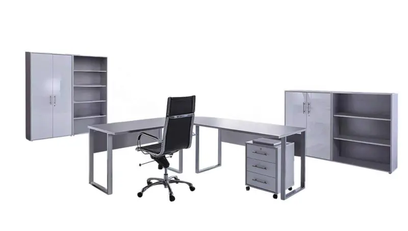 B&uuml;ro Office Edition Set 1 Grau/Wei&szlig;