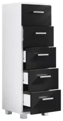 Highboard Zalo M ca. 30x94x30 cm Wei&szlig;/Schwarz