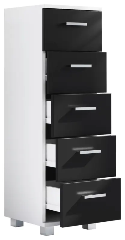 Highboard Zalo M ca. 30x94x30 cm Wei&szlig;/Schwarz