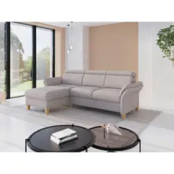 Ecksofa Glendale E in Chenille Silberfarben 166/253 cm