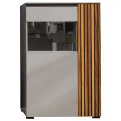 Highboard Schwarz, Nussbaumfarben, Greige 87/136/45 cm