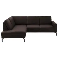 Ecksofa Beldomo Premium in Echtleder Dunkelbraun 194/250 cm