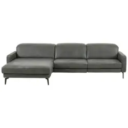 Ecksofa in Echtleder Anthrazit 179/323 cm