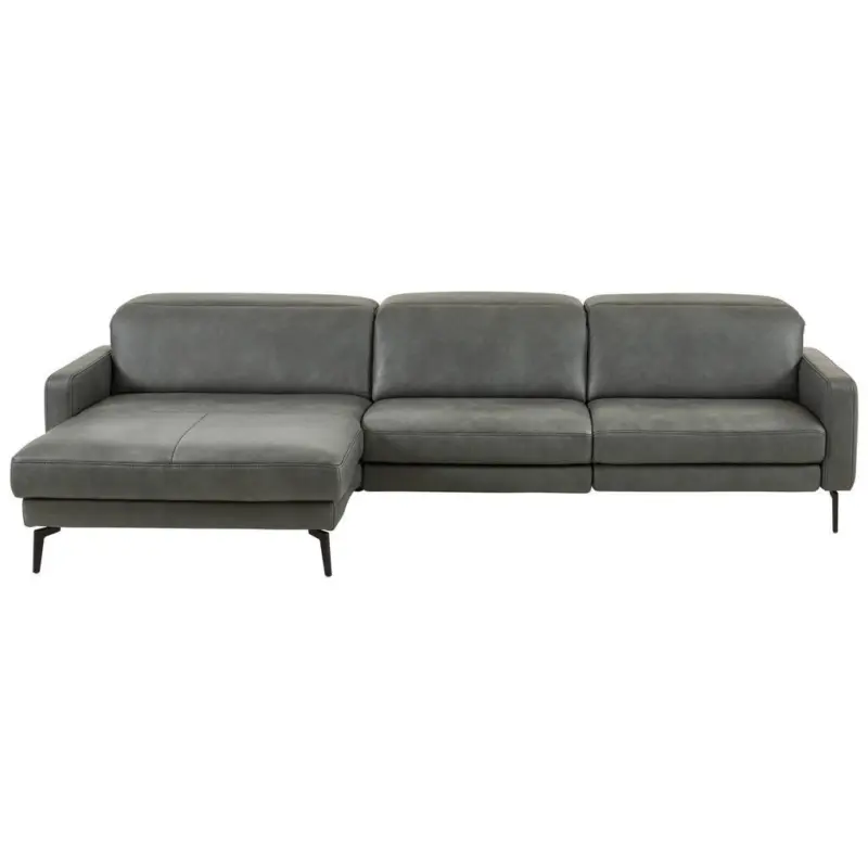 Ecksofa in Echtleder Anthrazit 179/323 cm
