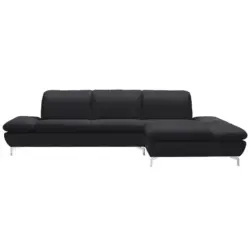 Ecksofa in Echtleder Schwarz 315/200 cm