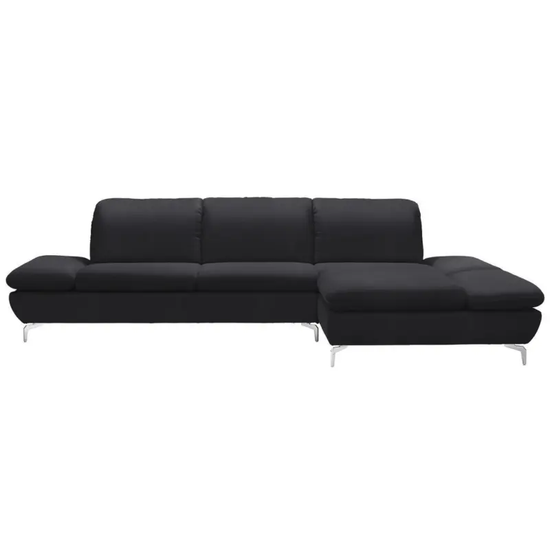 Ecksofa in Echtleder Schwarz 315/200 cm
