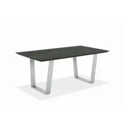 Gartentisch Kunststoff Graphitfarben, Edelstahlfarben rechteckig