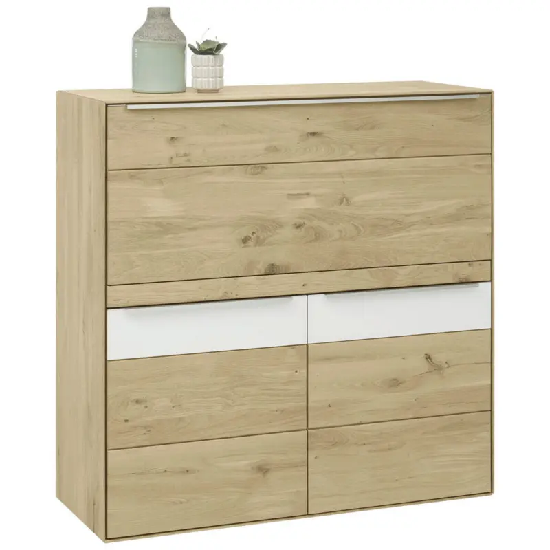 Sekret&auml;r Wei&szlig;, Eichefarben 122/124/47 cm