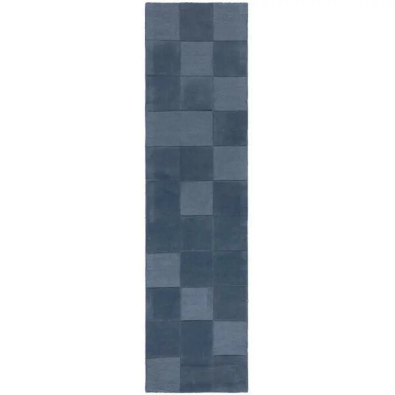 Handwebteppich 60/230 cm Checkerboard Blau