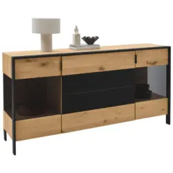 Sideboard Graphitfarben, Eichefarben 184/91,4/44,6 cm
