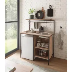 Sp&uuml;lenunterschrank 110/140/62 cm in Schwarz, Eichefarben