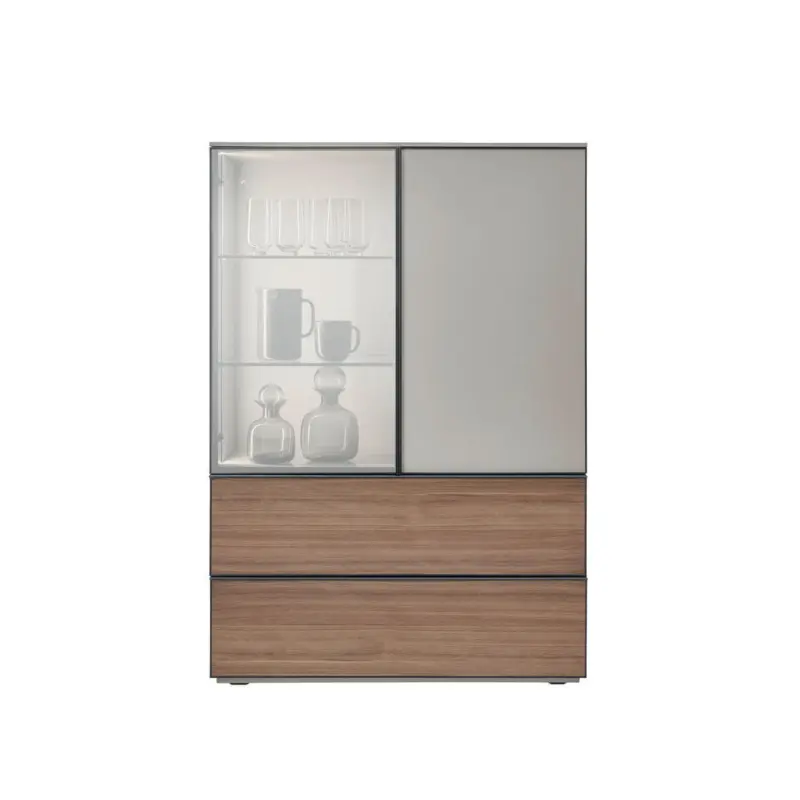 Highboard Taupe, Nussbaumfarben 90/130/45 cm