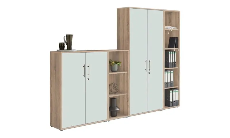 Aktenschrank Office Edition Sw Set 4 Wei&szlig;/Sonoma Eiche