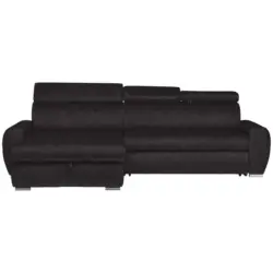 Ecksofa in Velours Dunkelbraun 173/276 cm