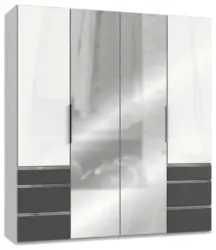 Dreht&uuml;renschrank Level 36D ca. 200 cm Wei&szlig;/Graphit