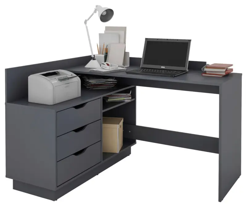 Eckschreibtisch Belfast Anthrazit ca. 129x83,5x105cm