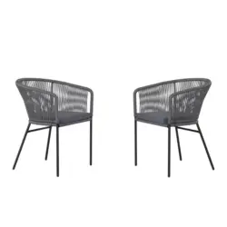 Gartensessel-Set Metall, Textil Grau, Schwarz