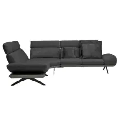 Ecksofa in Chenille, Flachgewebe Dunkelbraun, Schwarzbraun 239/270 cm