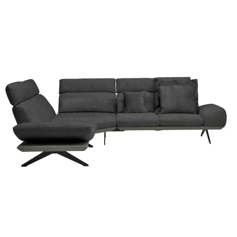 Ecksofa in Chenille, Flachgewebe Dunkelbraun, Schwarzbraun 239/270 cm