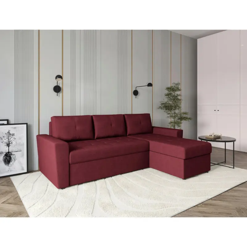 Ecksofa Termoli in Jacquard Rot 231/155 cm