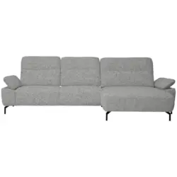 Ecksofa in Chenille, Flachgewebe Hellgrau 318/165 cm