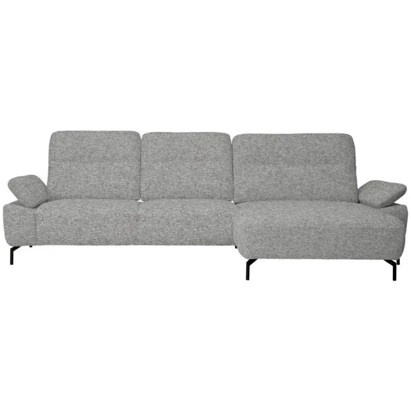 Ecksofa in Chenille, Flachgewebe Hellgrau 318/165 cm