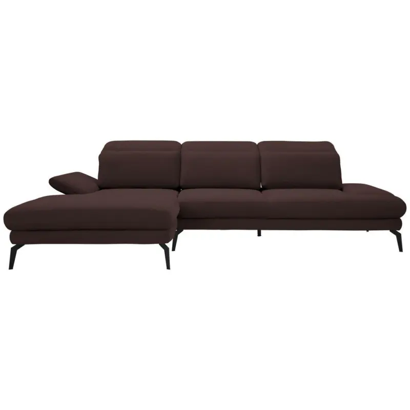 Ecksofa in Flachgewebe Dunkelbraun 180/289 cm