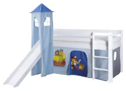 Spielbett "Kasper",aus Kiefer, blau/wei&szlig;