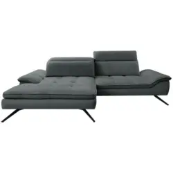 Ecksofa in Webstoff Dunkelgrau 179-202/288 cm