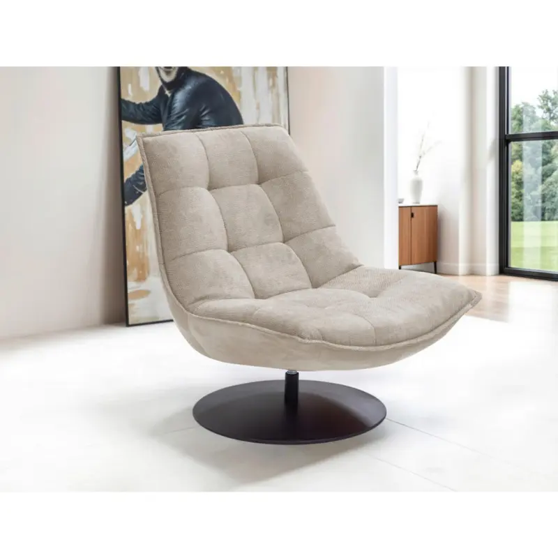 Sessel in Velours, Struktur Hellbraun