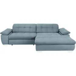 Ecksofa in Mikrofaser Blaugrau 265/180 cm