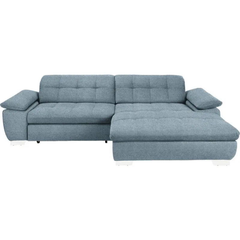 Ecksofa in Mikrofaser Blaugrau 265/180 cm