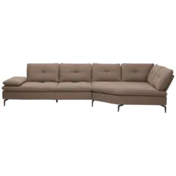 Ecksofa in Flachgewebe Graubraun 344/157 cm