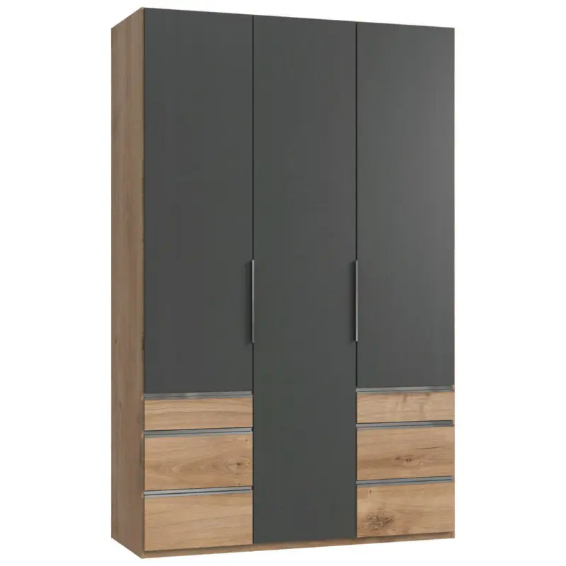 Dreht&uuml;renschrank in Graphitfarben, Eichefarben