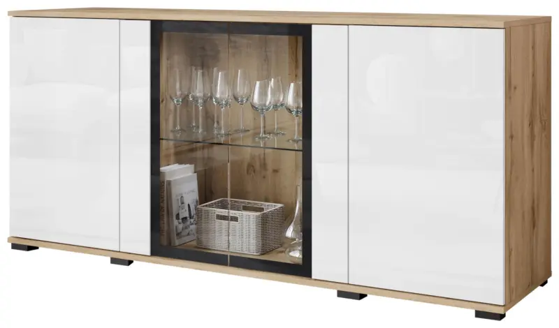 Sideboard Caro ca. 150x70 cm Wei&szlig;/Eiche