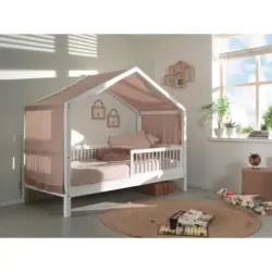 Hausbett Absturzsicherung, Rollrost 90/200 cm in Wei&szlig;