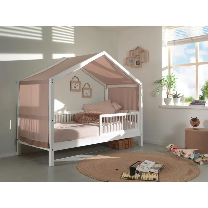 Hausbett Absturzsicherung, Rollrost 90/200 cm in Wei&szlig;