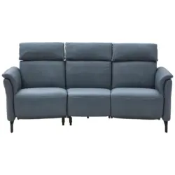 Trapezsofa in Echtleder Graublau